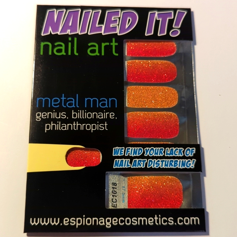 Nail wraps orange ombre glitter Espionage Cosmetics metal man new